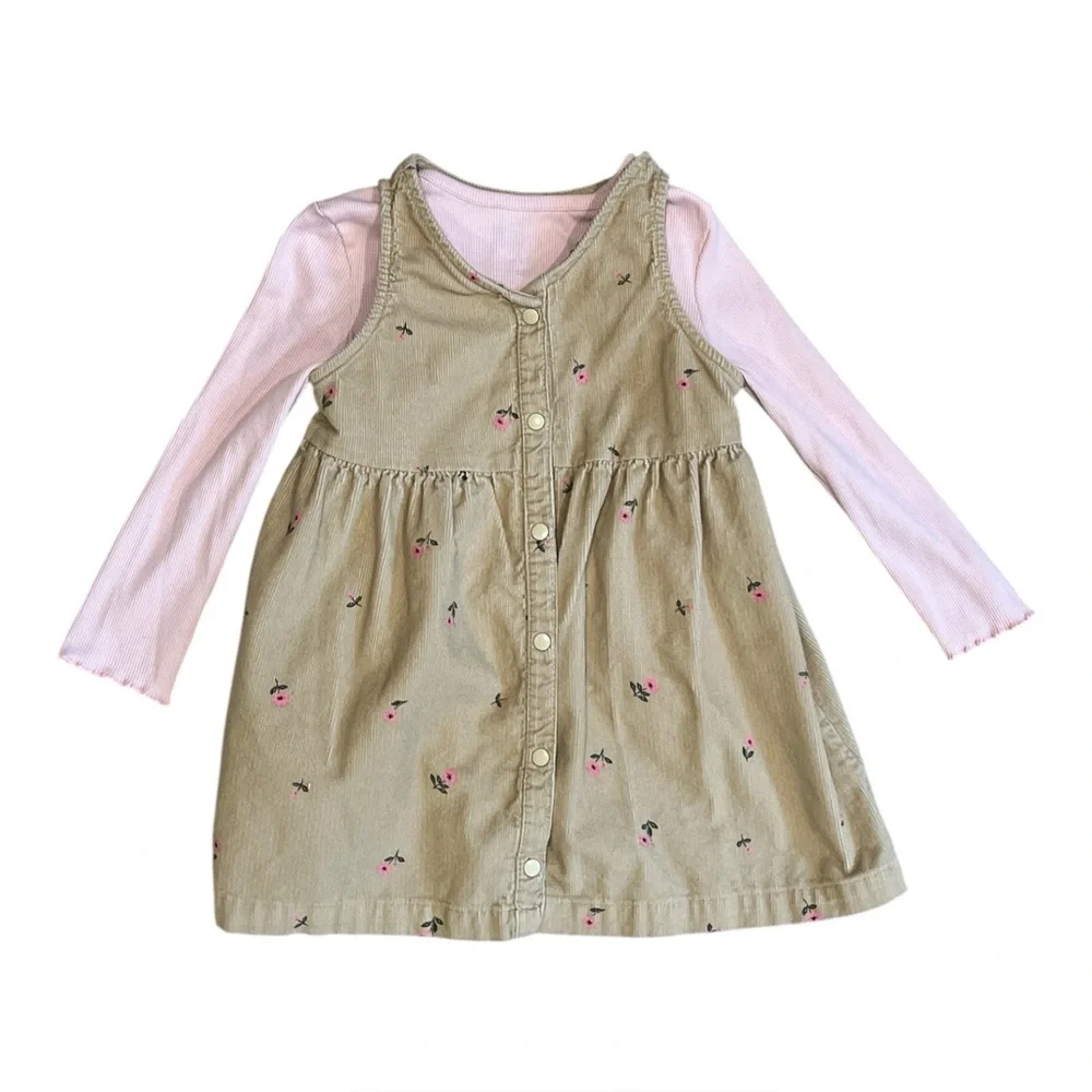 Old Navy‎ Sleeveless Pocket Corduroy Dress & Top Set for Toddler Girls, Size 2T